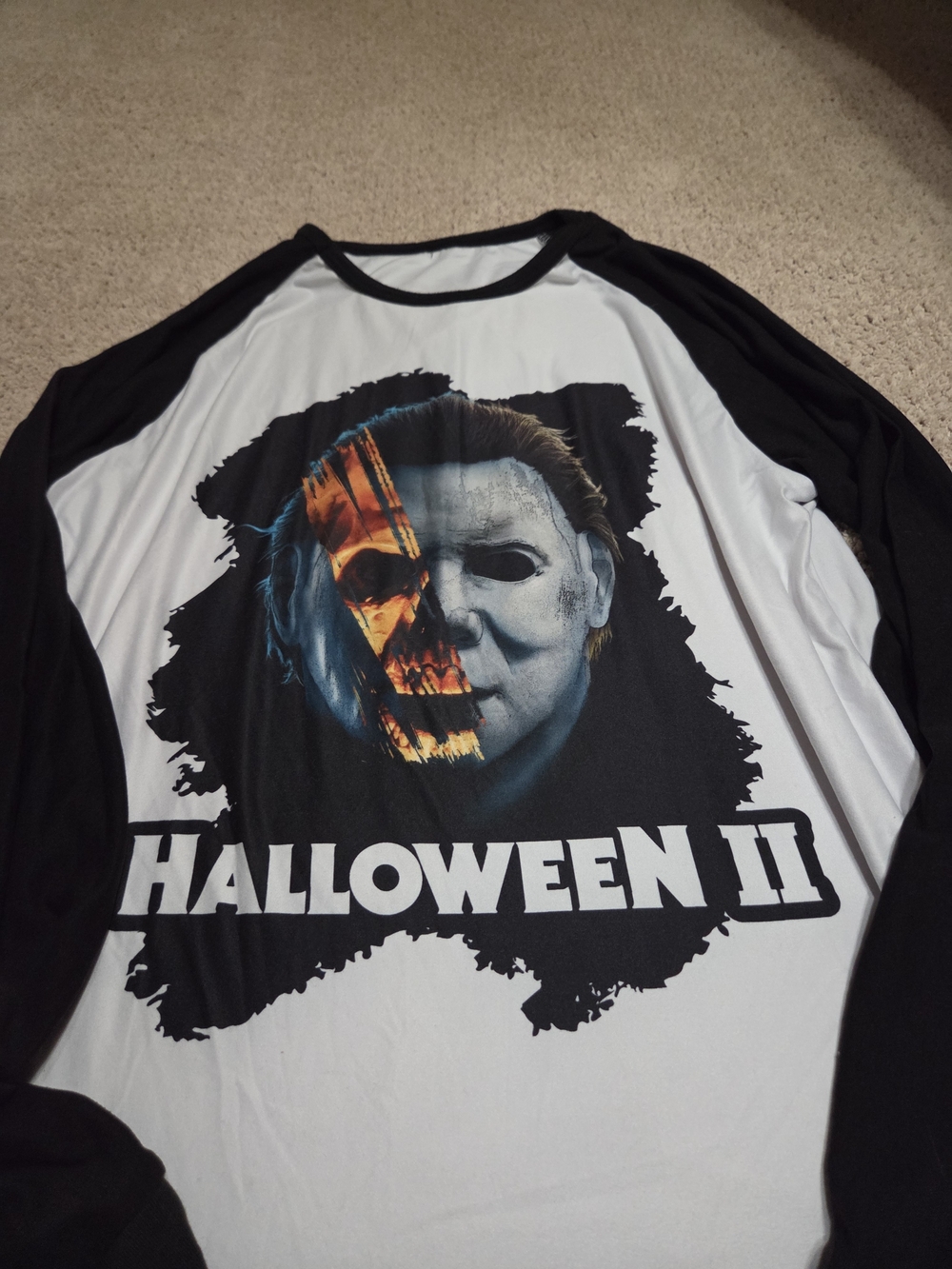 Halloween II Michael Myers Raglan Tee - Black & White